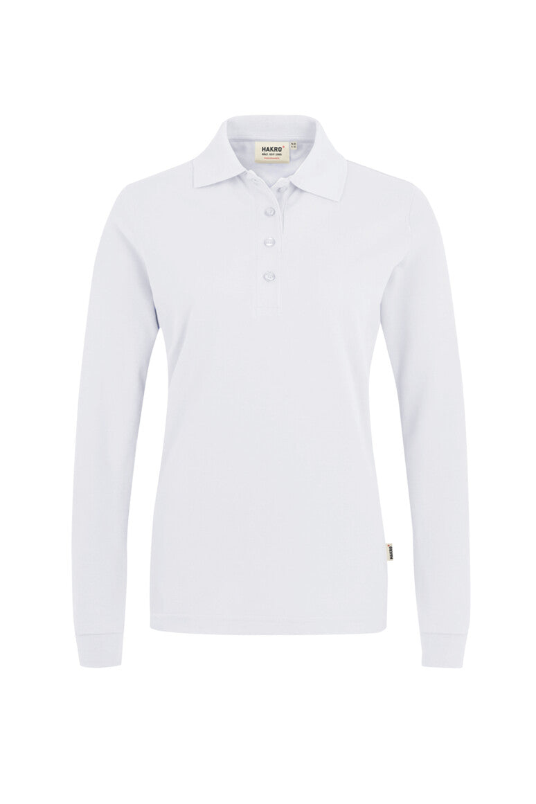 HAKRO No. 215 Damen Long-Sleeve-Poloshirt MIKRALINAR® in weiß