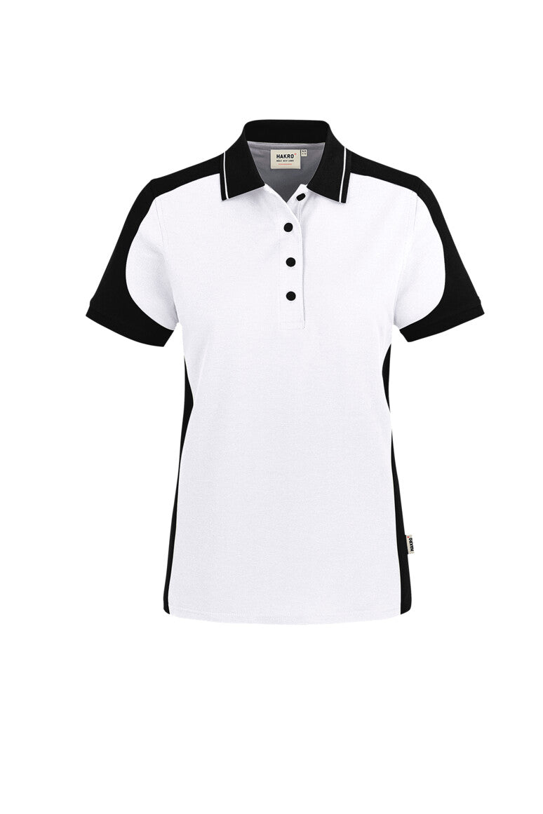 HAKRO No. 339 Damen Poloshirt Contrast MIKRALINAR® ECO in weiß