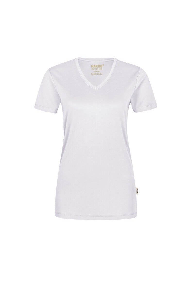 HAKRO No. 187 Damen V-Shirt COOLMAX® ECO in weiß