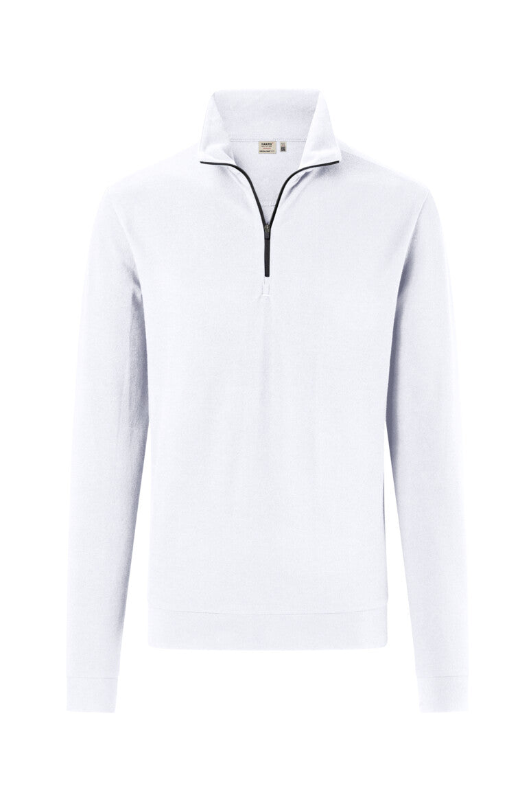 HAKRO No. 535 Zip-Longsleeve Piqué MIKRALINAR® ECO in weiß