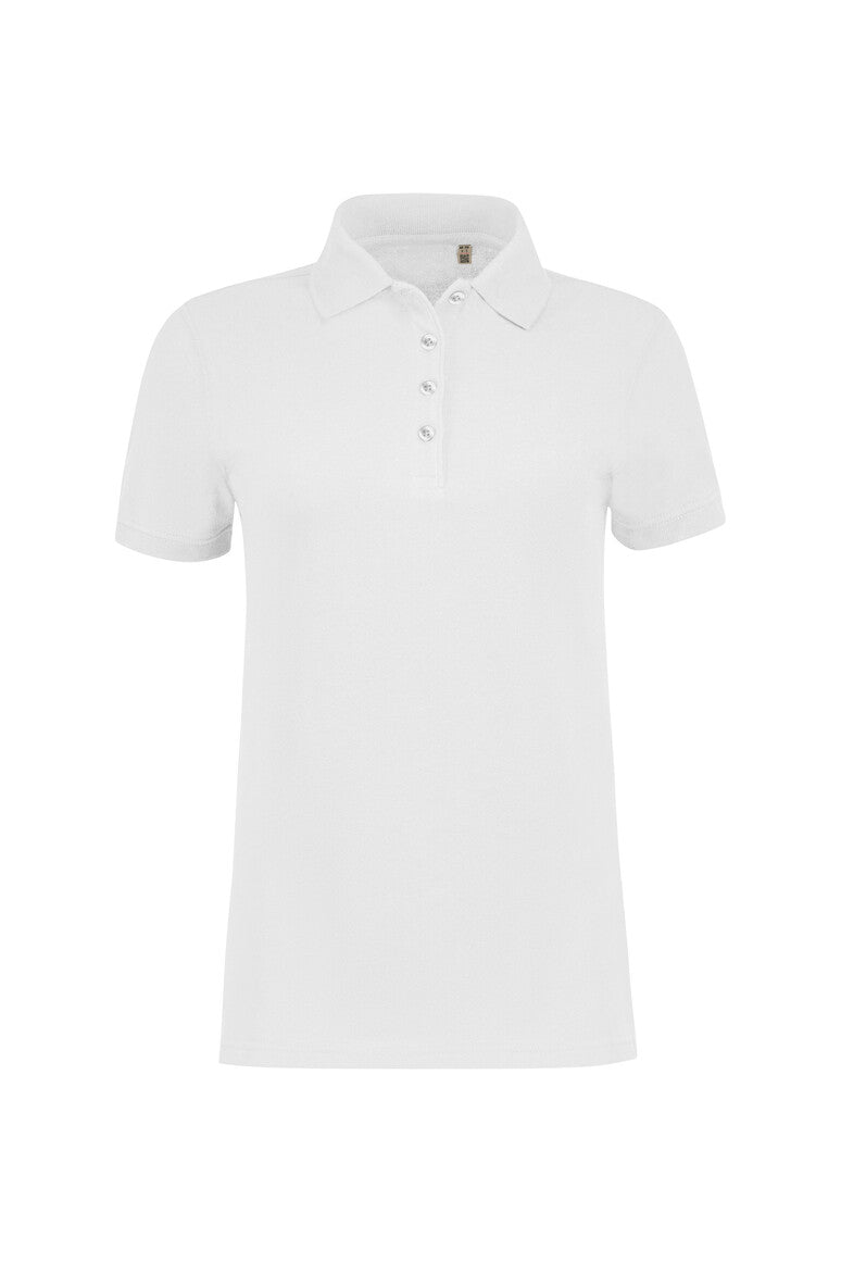 HAKRO No. 303 Label-Free Damen Polo-Shirt Heavy MIKRALINAR® ECO in weiß
