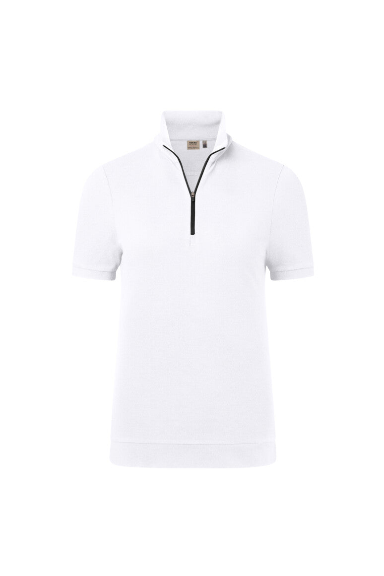 HAKRO No. 334 Damen Zip-Shirt Piqué MIKRALINAR® ECO in weiß
