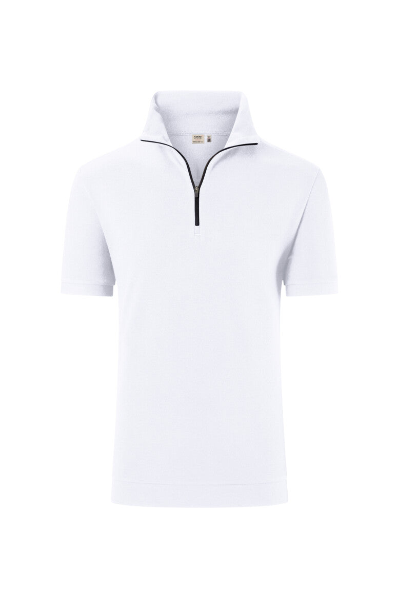 HAKRO No. 534 Zip-Shirt Piqué MIKRALINAR® ECO in weiß