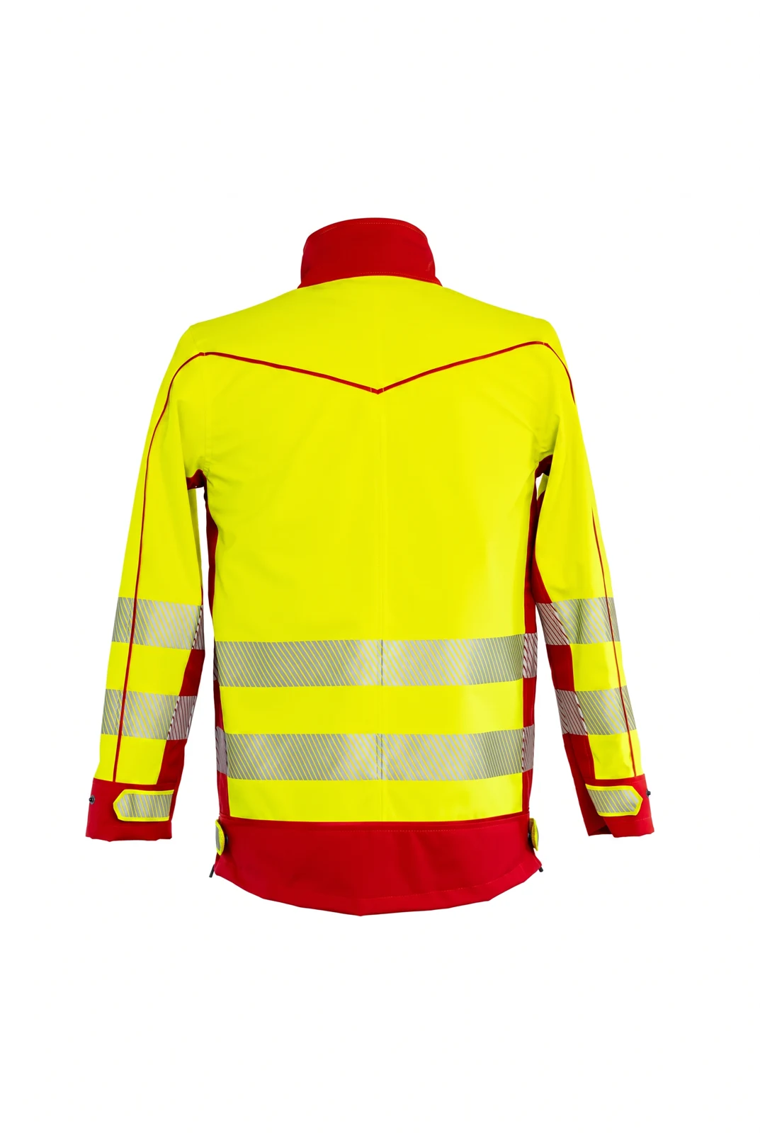 Hardshelljacke Aaron – leuchtgelb / rot, Rückseite