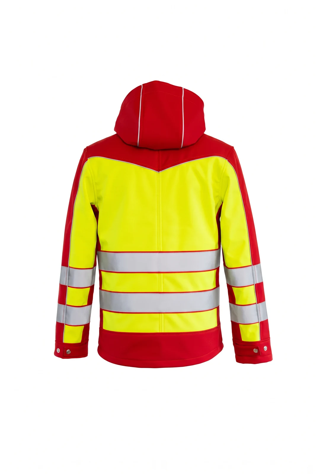 Softshelljacke Leon Benedikt – leuchtgelb / rot, Rückseite
