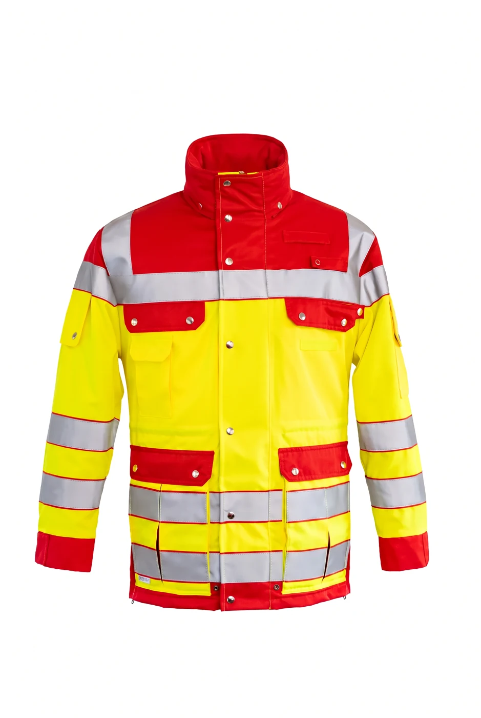 RD Jacke New Aspekt Performance 2026 – leuchtgelb / rot, Vorderansicht