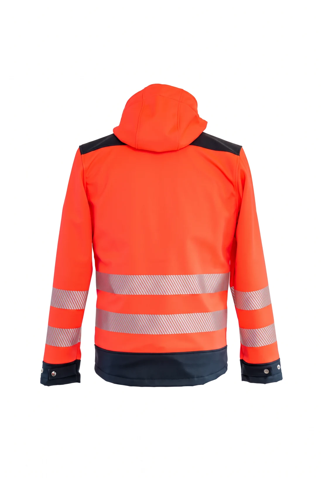 Softshell Jacke Classic – leuchtrot / marine, Rückansicht