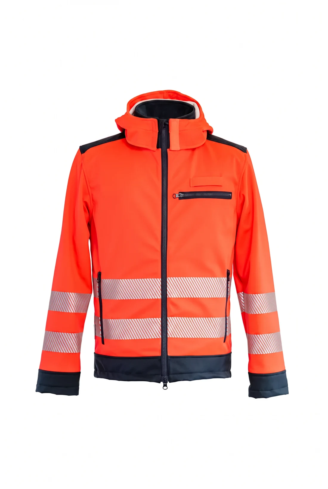 Softshell Jacke Classic – leuchtrot / marine, Vorderansicht