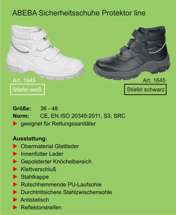 Abeba 1635 – 36 Protektor Line: Scarpe Di Sicurezza Bianche Con Punte E Intersuola In Acciaio, Antiscivolo, Taglia 45